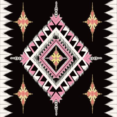 Klasik Afrika desenli desenli desenli nakış ve Tayland örgü nakışı. Geometrik etnik doğulu dikişsiz geleneksel desen. ,