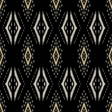 Klasik Afrika desenli desenli desenli nakış ve Tayland örgü nakışı. Geometrik etnik doğulu dikişsiz geleneksel desen. ,