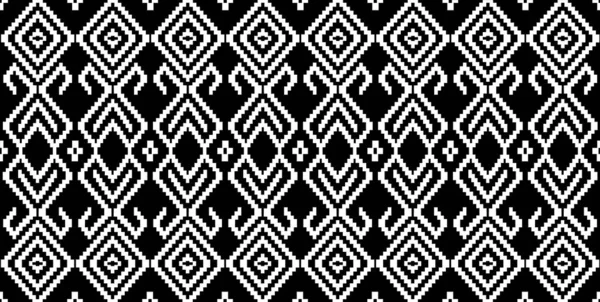 Beautiful Black Whitethai Knitted Embroidery Geometric Ethnic Oriental Pattern Traditional — Stock Photo, Image