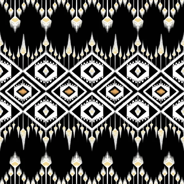 Vackert Svart Och Vitthailändskt Stickat Broderi Geometriskt Etniskt Orientalisk Mönster — Stockfoto