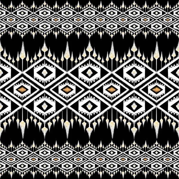 Schöne Schwarz Weiße Thailändische Strickstickerei Geometrische Ethnische Orientalische Muster Traditionell — Stockfoto