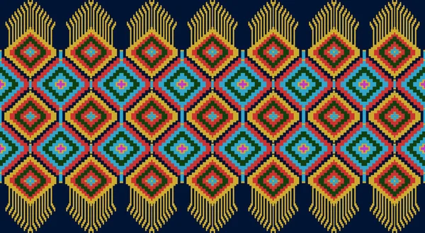 Piękne Tajskie Hafty Drutach Geometryczny Etniczny Orientalny Wzór Tradycyjny Czarnym — Zdjęcie stockowe