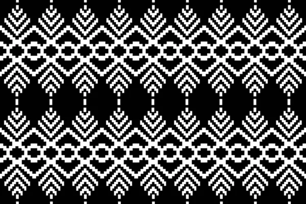 Mooi Zwart Witthais Gebreid Borduurwerk Geometrisch Etnisch Oosters Patroon Traditioneel — Stockfoto