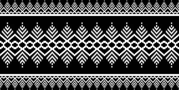 Красивый Черный Белый Тайский Трикотаж Вышивки Геометрический Этнический Восточный Узор — стоковое фото