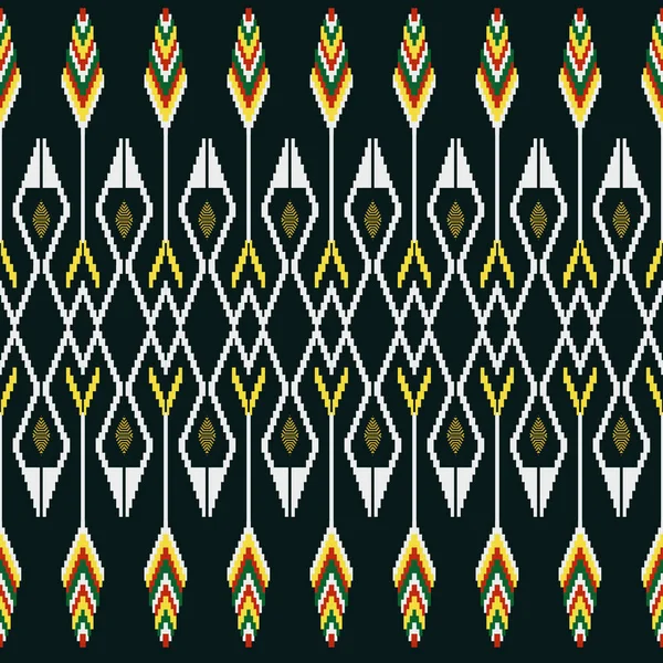 Piękne Kolorowe Tajskie Hafty Dzianin Geometryczny Etniczny Orientalny Wzór Tradycyjny — Zdjęcie stockowe