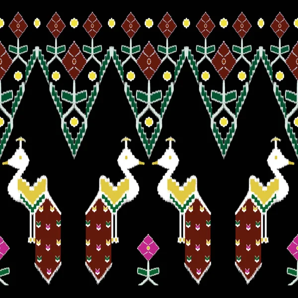 Красива Барвиста Тайська Язана Вишивка Геометричний Етнічний Східний Візерунок Традиційний — стокове фото