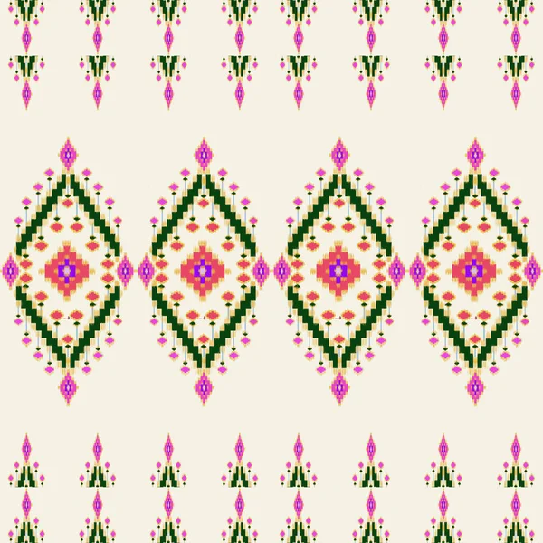 Belle Broderie Thaïlandaise Colorée Tricotée Motif Oriental Ethnique Géométrique Traditionnel — Photo