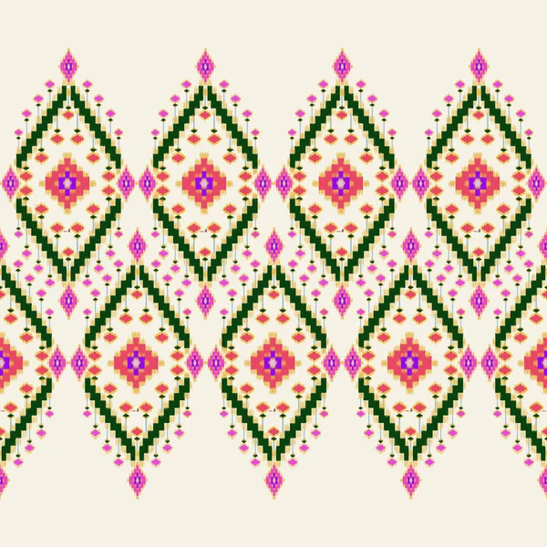 Gyönyörű Színes Thai Kötött Hímzés Geometriai Etnikai Keleti Minta Hagyományos — Stock Fotó