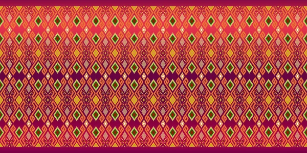 Piękne Kolorowe Tajskie Dzianiny Haftowane Geometryczny Etniczny Orientalny Wzór Tradycyjny — Zdjęcie stockowe