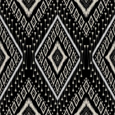 Klasik Afrika desenli desenli desenli nakış ve Tayland örgü nakışı. Geometrik etnik doğulu dikişsiz geleneksel desen. ,