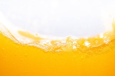 Parlak portakal suyu dokusu, sağlık ve doğa dalgaları, güzel dalgalar eğrisi ve garfik tasarım ve arka plan için pürüzsüz küçük kabarcıklar.