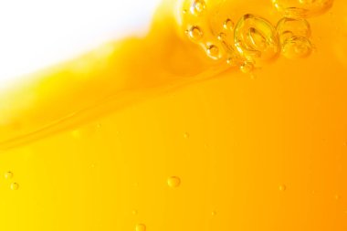 Parlak portakal suyu dokusu, sağlık ve doğa dalgaları, güzel dalgalar eğrisi ve garfik tasarım ve arka plan için pürüzsüz küçük kabarcıklar.