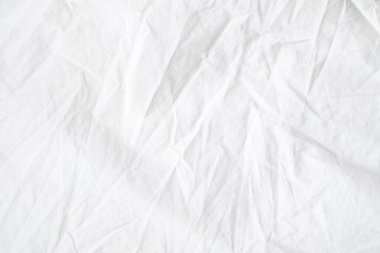 Soyut Beyaz Çarşaflar veya beyaz kırışık kumaş arka plan dokusu ve kopya alanı ile doku: Kırışık veya buruşuk beyaz kumaş, Yumuşak odak