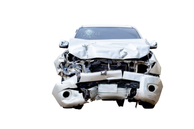 Broz ya da gri pikabın önü yolda kazara hasar görür. Çarpışmadan sonra hasar gören arabalar. Şeffaf arkaplanda izole edilmiş, grafik tasarım ögesi için araba kazası tamponu, PNG Dosyası