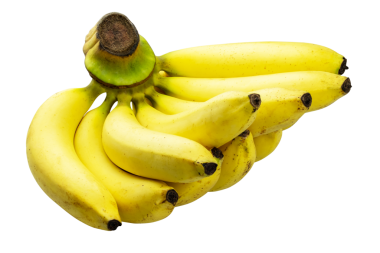 Taze olgun muzlar şeffaf arkaplanda izole edilmiş, tatlı sarı muz, Tayland ve tropikal meyve, PNG Arşivi