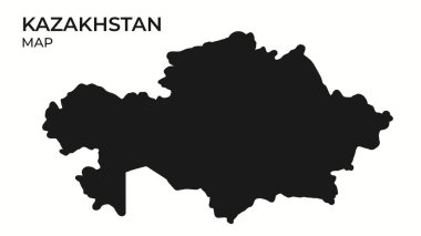 Beyaz arkaplanda Kazakistan siluet vektörünün el çizimi siyah haritası