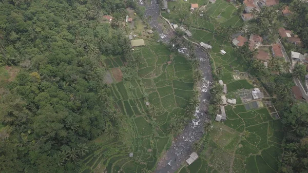 Vista Aérea Rio Cidade Ilha Estado Indonésia — Fotografia de Stock