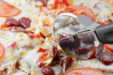 Kapalı el pizza dilimleyici (tekerlek) pizza dilimleyici.