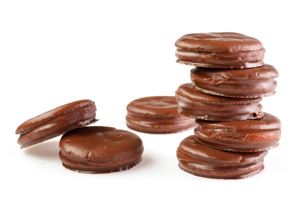 Çikolata Kaplı Marshmallow Bisküvileri Beyaz Arka Planda Izole Edilmiş Metnin — Stok fotoğraf