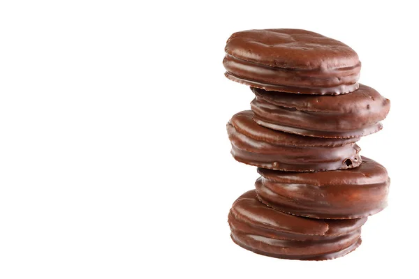 Çikolata Kaplı Marshmallow Bisküvileri Beyaz Arka Planda Izole Edilmiş Metnin — Stok fotoğraf