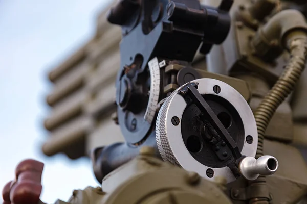 stock image Part of the sighting mechanism of artillery gun. Close-up