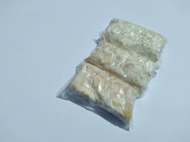 Tempe in plastic packaging, Tempe is a traditional food from Indonesia and is made from raw soybeans