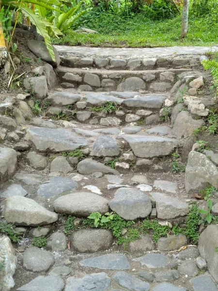 Stone stairs with neatly arranged stones