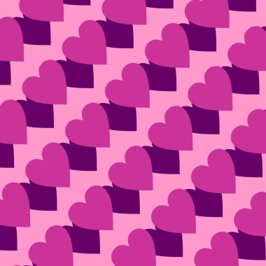 Mor kalplerin vektör desenleri gölgeleriyle sıralanır