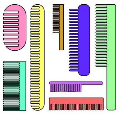 Renkli saç tarama simgesinin vektör çizimi izole edildi