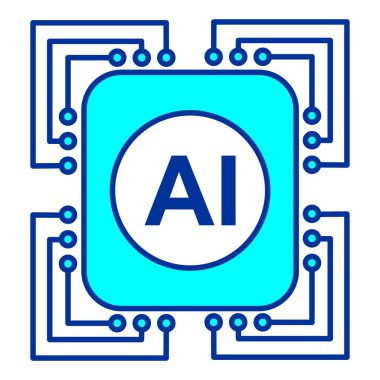 Gelecekteki teknoloji için yapay zeka simgesinin vektör çizimi