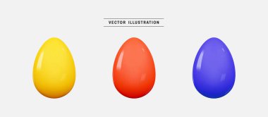 3d yumurta seti karikatür biçiminde gerçekçi renkli tasarım ögesi oluşturur