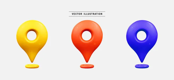 stock vector Map location pin pointer 3d icon render. realistic design elements collection. vector illustration in cartoon minimal style