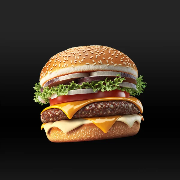 Geïsoleerde Heerlijke Cheeseburger Met Aliasing Post Productie Zonder Achtergrond — Stockfoto
