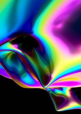 Liquid Iridescent Flow Render. Futuristic Abstract Design clipart