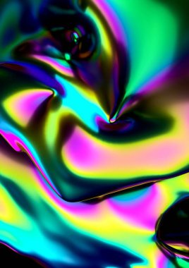 Sıvı Iridescent Flow Render. Gelecekçi Soyut Tasarım