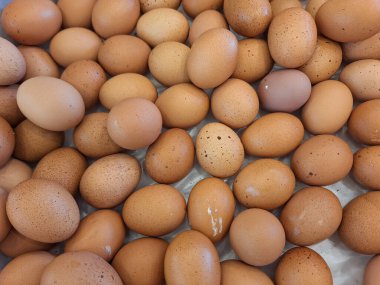 Bir demet kahverengi tavuk yumurtası.