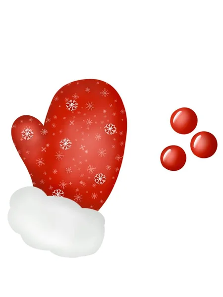 Graficzna Ilustracja Pięknej Rękawiczki Świątecznej Jagodami Pomysł Ikony Naklejki Druk — Zdjęcie stockowe