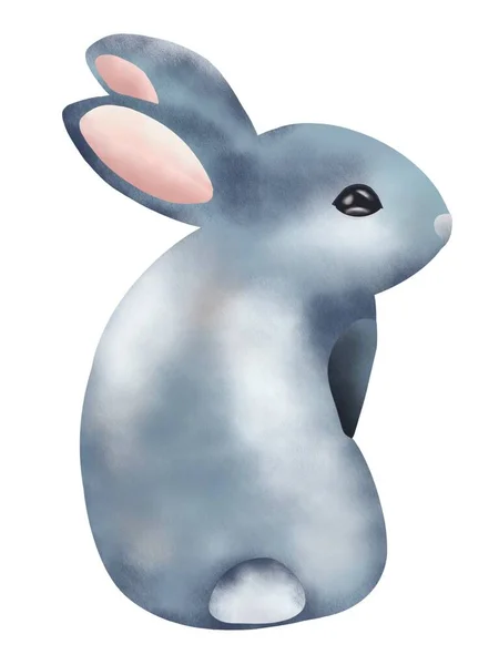 可爱的兔子背面的图解 儿童卡通画 印刷品 贴纸的概念 — 图库照片