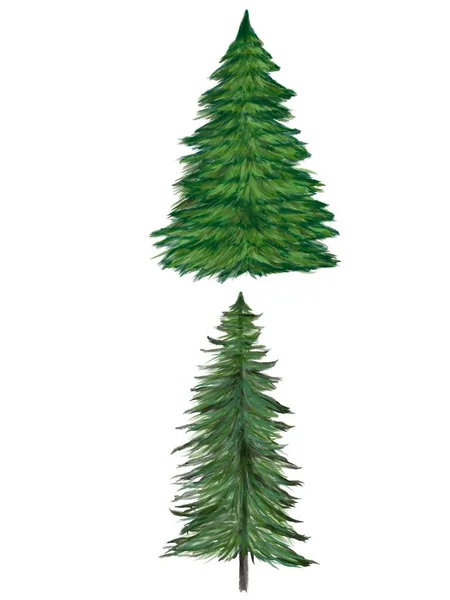 Akvarel Ilustrace Vánočního Stromečku Nápad Kreslené Knihy Ikony Samolepky Plakát — Stock fotografie