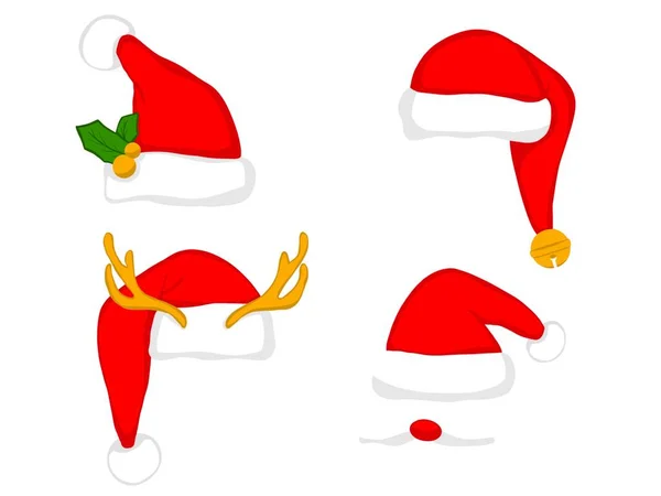 Graphic Illustration Beautiful Christmas Santa Clause Hats Idea Icons Stickers — Stock Photo, Image