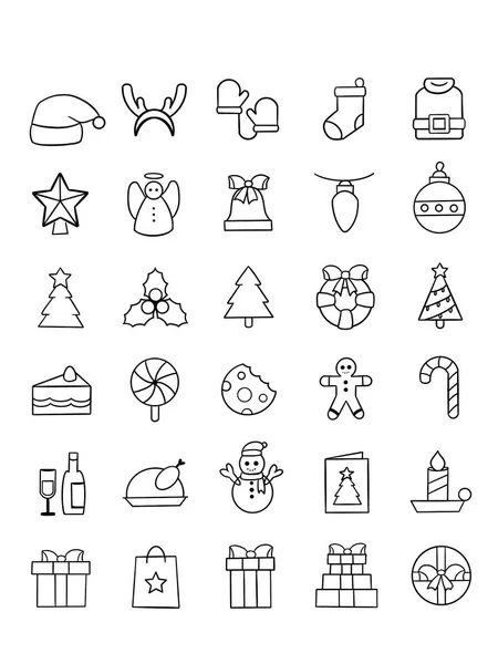 黑白图形插图图标圣诞节系列 印刷品 横幅的概念 — 图库照片