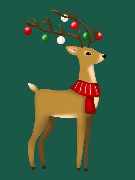 Graphic Illustration Christmas Deer Idea Cartoon Books Icons Children Art — Stock Photo, Image