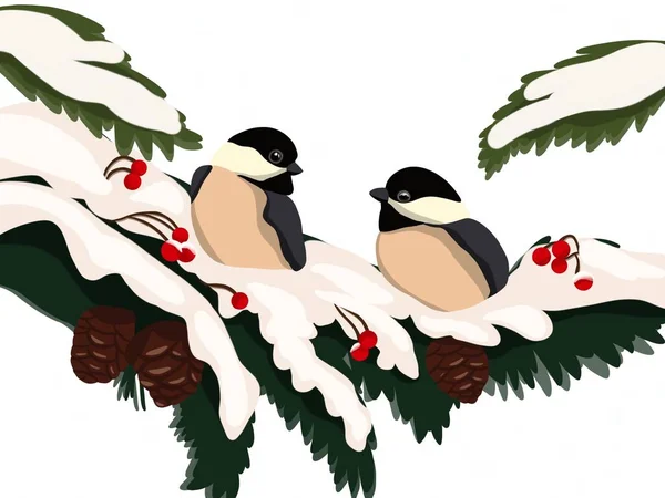 Ilustración Gráfica Hermosas Aves Sentadas Árbol Idea Para Banner Dibujos —  Fotos de Stock