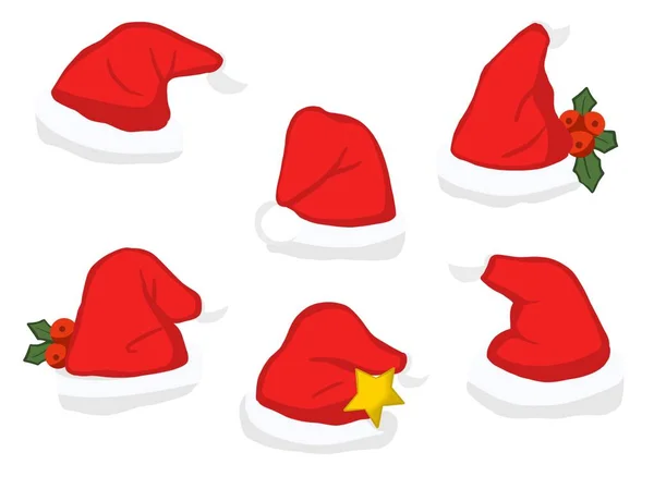 Grafische Illustration Schöner Weihnachtsmann Hüte Idee Für Icons Aufkleber Banner — Stockfoto