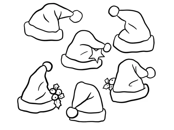 クリスマスの帽子の黒と白のグラフィックデザイン アイコン ステッカー ポスター 漫画のアイデア — ストック写真
