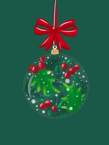 神奇的圣诞玻璃球的图解 印刷品 艺术的概念 — 图库照片
