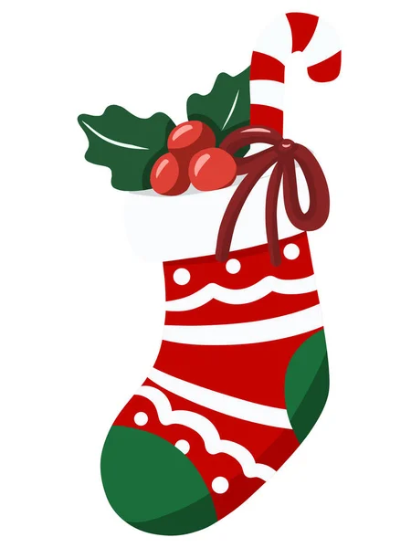 Calcetín Navidad Con Regalos Decoraciones Idea Para Icono Pegatinas Impresión —  Fotos de Stock
