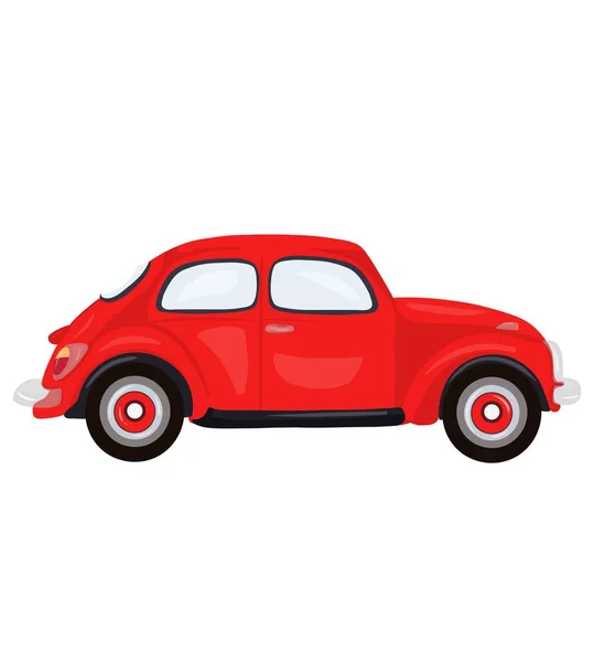 Klasik Kırmızı Arabanın Grafiksel Çizimi Simge Etiket Pankart Arkaplan Çocuk — Stok fotoğraf