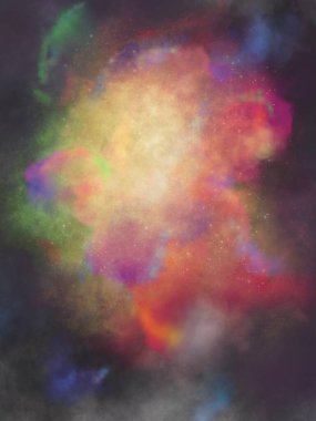 Graphic illustration of galaxy universe space , colourful background. Space stars and nebula as purple abstract backside. Idea for banner, poster, science picture for childrens
