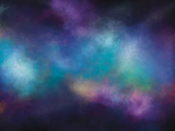Graphic illustration of galaxy universe space , colourful background. Space stars and nebula as purple abstract backside. Idea for banner, poster, science picture for childrens